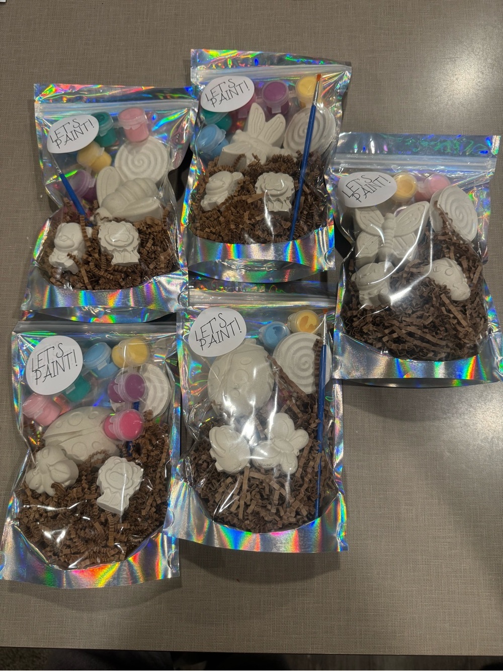 Hand Crafted Paint-Your-Own White Ceramic Party Favor Kits with Paint Pots
